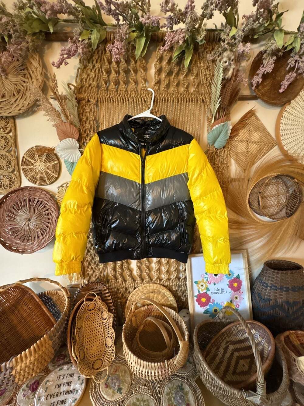 Jordan Craig Sugar Hill Youth Puffer Jacket Colorblock Yellow Black Grey